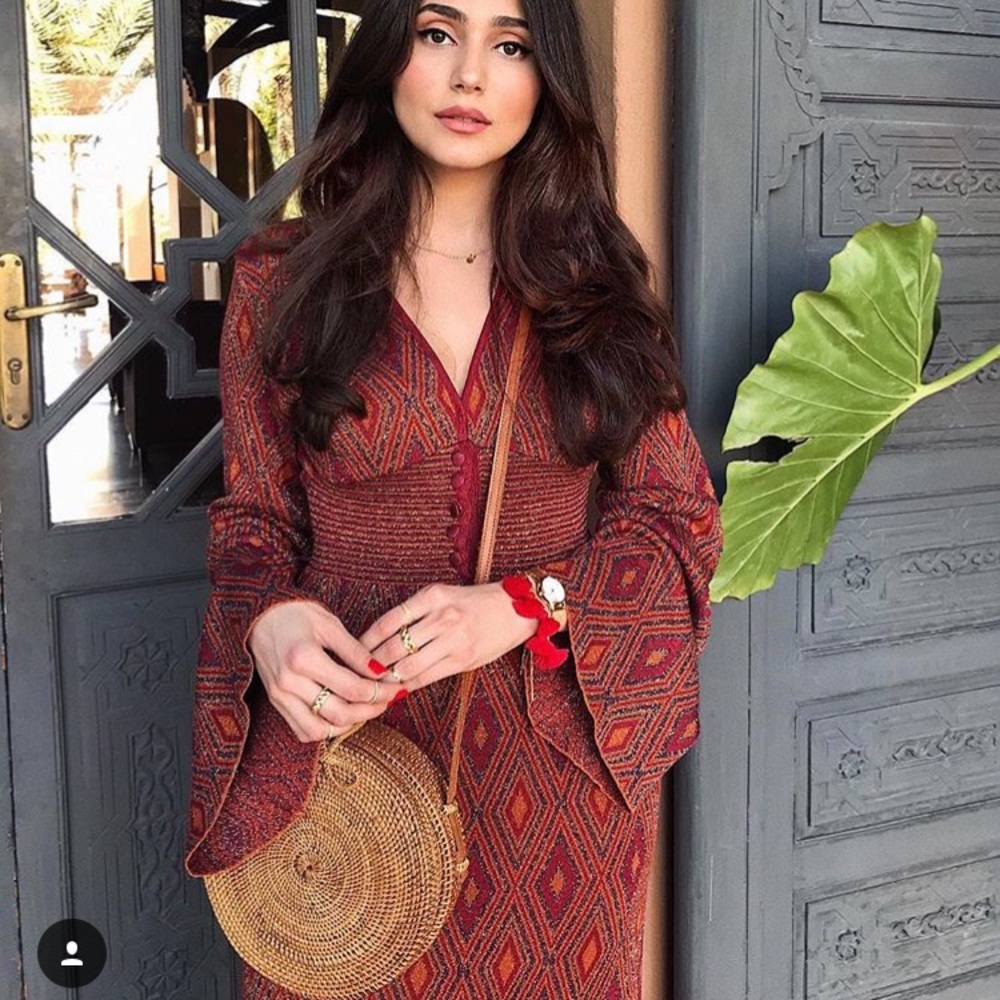 Rust Red Patterned Maxi Dress - Picture 2 of 5